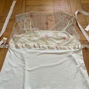 Beige Blouse with sheer floral top half 2XL